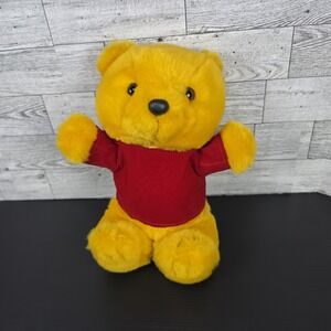 Toy‎ Network 1992 Teddy Bear Plush Stuffed Animal Golden Yellow Red Shirt 9"